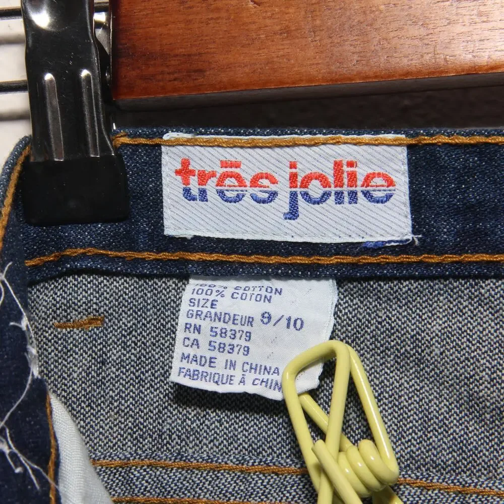 Vintage New Tres Jolie Denim Skirt Size 9/10 Cotton Front slit